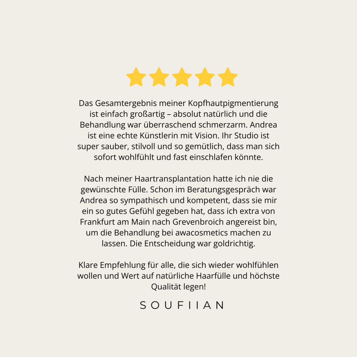 Kundenfeedback Kopfhautpigmentierung SMP in Grevenbroich