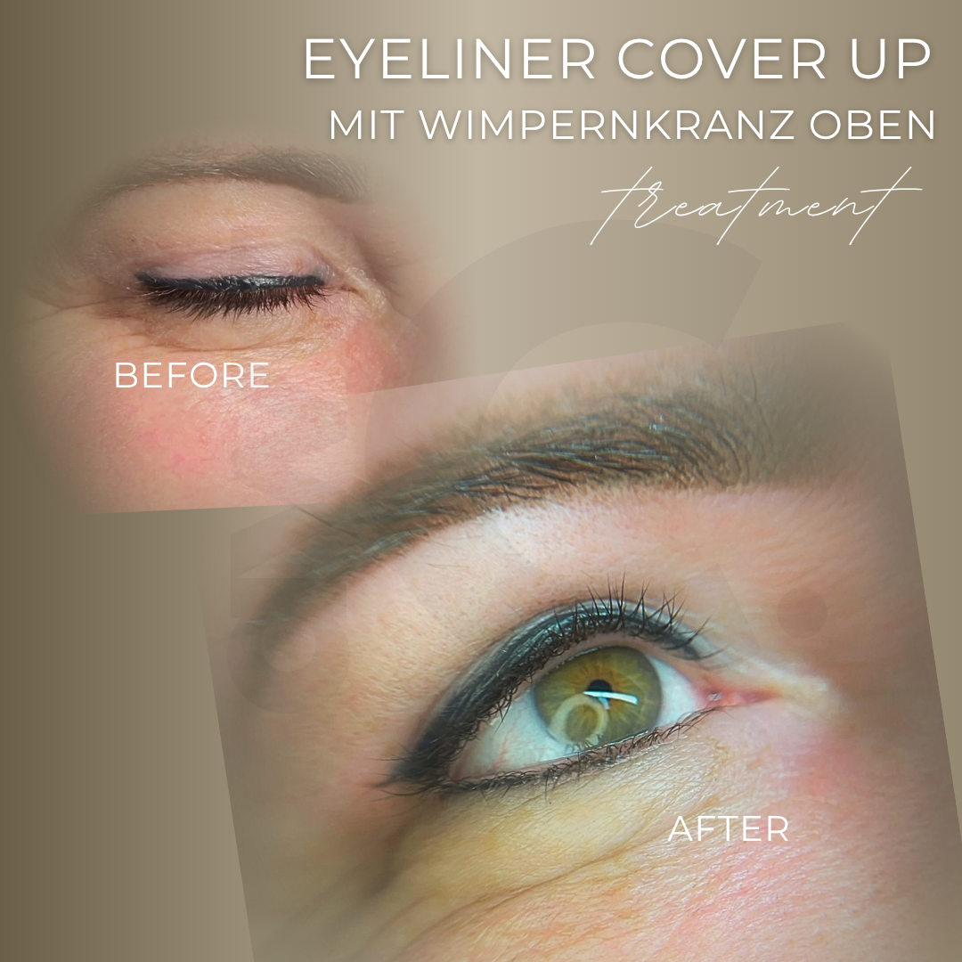Ergebnis mit natürlicher Wimpernkranzverdichtung und Auffrischung des Eyeliners