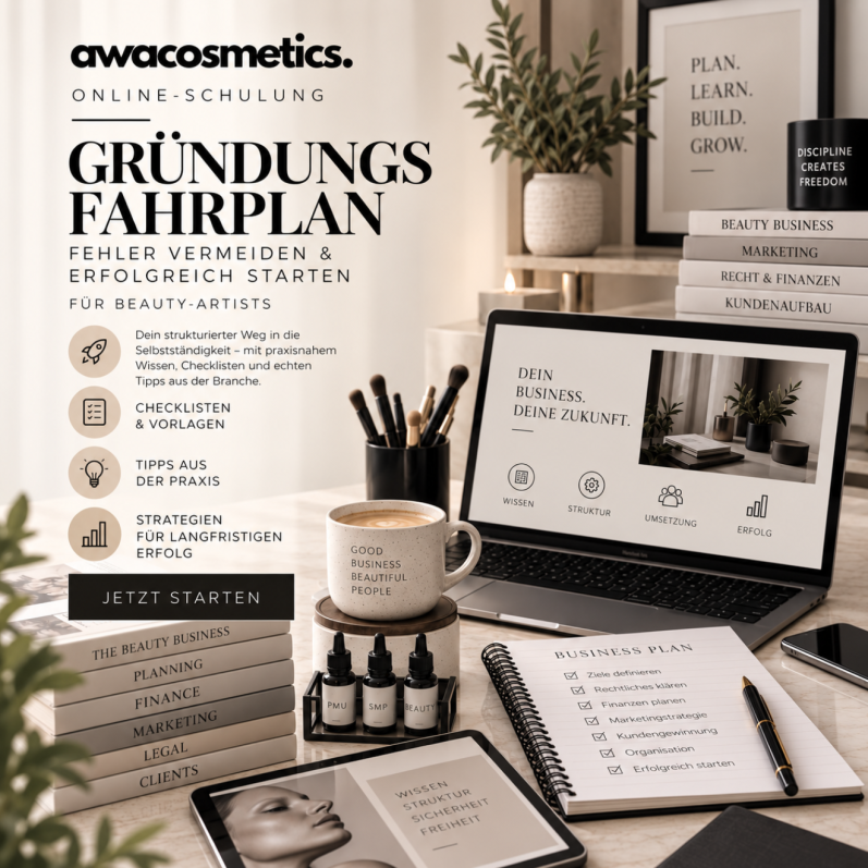 Gründungsfahrplan Online Schulung - alles über Gewerbe Ämter Behörden Google und Website bei awacosmetics